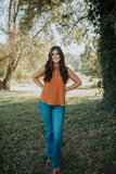 Luckenbach Ruffle sleeve top (Rust)
